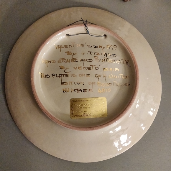 V. Tiziano Hand Painted & Etched Valentine's Day 1979 Plate Limited Edition 4810 - Picture 7 of 8